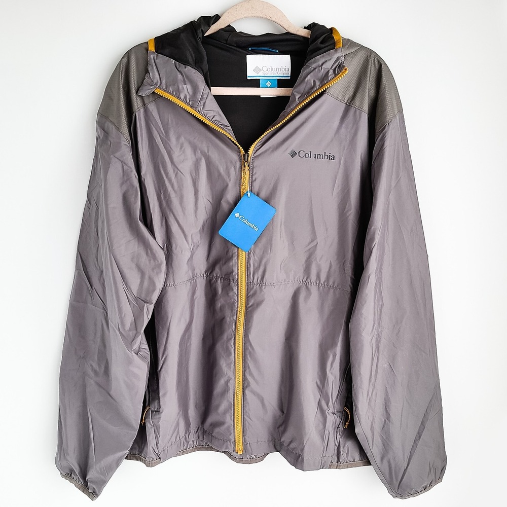 Columbia Havasu Valley Stretch Windbreaker Rain Jacket Mens XL Gray Brand New